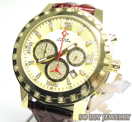 Ladies aqua master genuine diamond yellow 35mm watch 0.20ct
