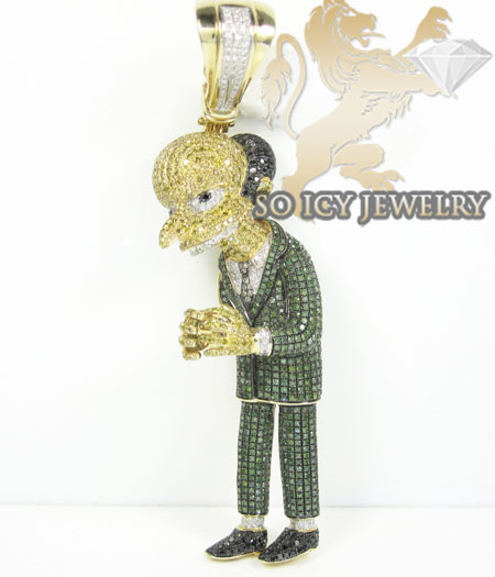 10k yellow gold diamond cartoon pendant 8.00ct