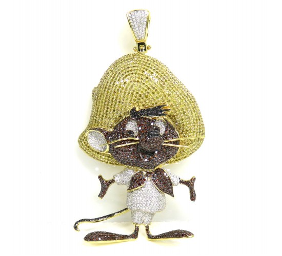 10k yellow gold diamond speedy gonzales pendant 11.25ct