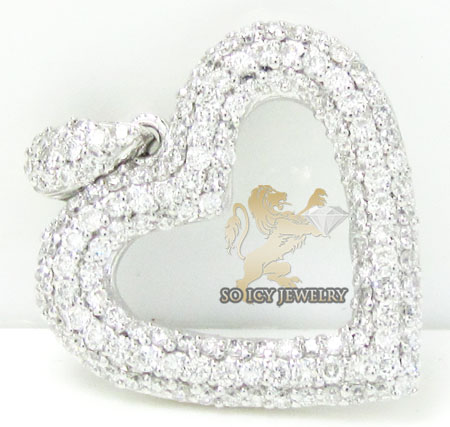 Ladies 18k white gold diamond heart pendant 0.60ct - Image 1