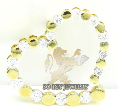 Ladies 14k yellow gold diamond heart pendant 0.65ct