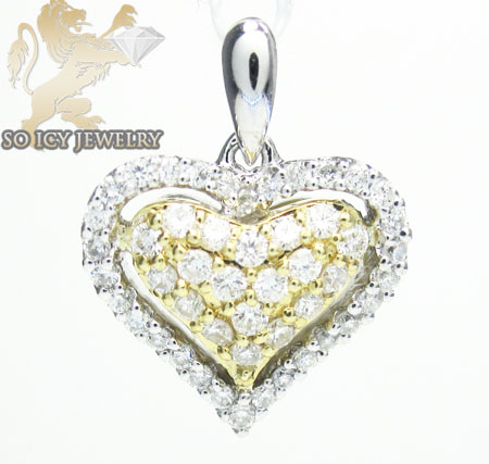 18k two tone gold mini diamond heart pendant 0.44ct