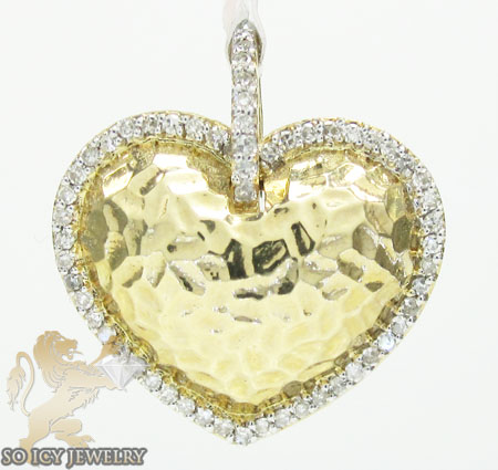 14k yellow metallic gold diamond heart pendant 0.32ct