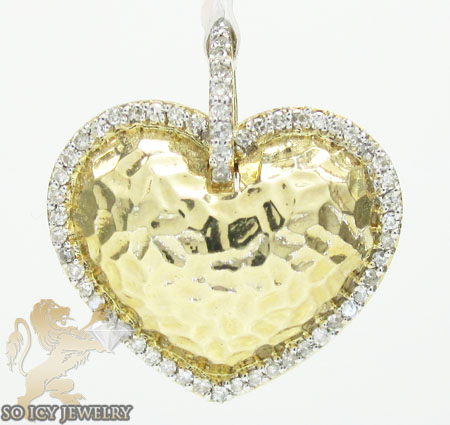 14k yellow metallic gold diamond heart pendant 0.32ct - Image 1