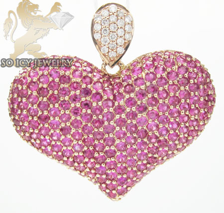 Ladies 14k rose gold purple ruby heart pendant 2.31ct