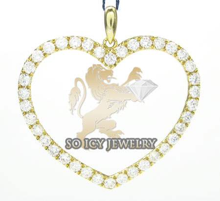 Ladies 18k yellow gold diamond heart pendant 1.17ct
