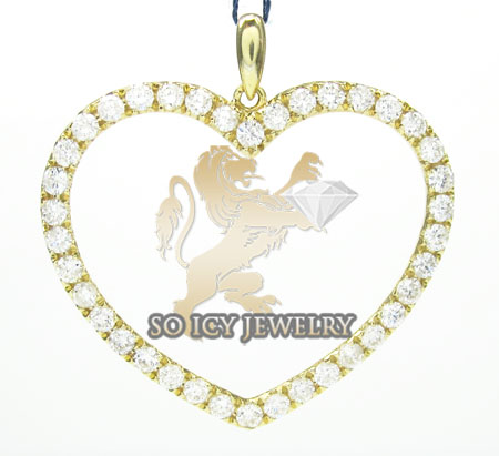 Ladies 18k yellow gold diamond heart pendant 1.17ct - Image 1