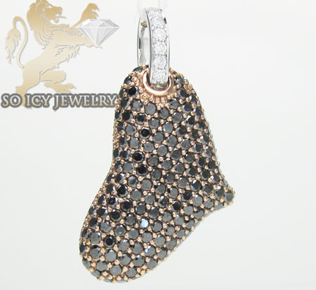 Ladies 14k rose gold black diamond heart pendant 2.34ct