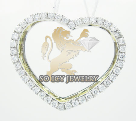 14k yellow gold round diamond heart pendant 0.67ct
