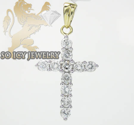 Ladies 14k yellow gold diamond cross 1.00ct