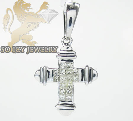 Ladies 14k white gold diamond princess invisible cross 0.75ct