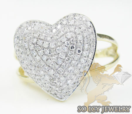 Ladies 14k yellow gold diamond heart ring 0.50ct