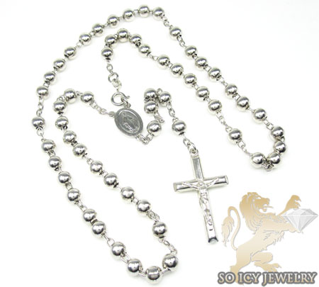 925 silver rosary italy necklace 24 inches 5mm