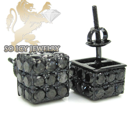 10k black gold diamond 3d black ice-cubes 3.71ct 