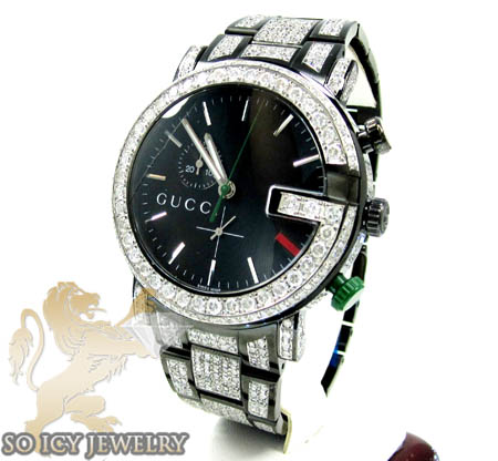Diamond gucci g watch black stainless steel 9.00ct - Image 1