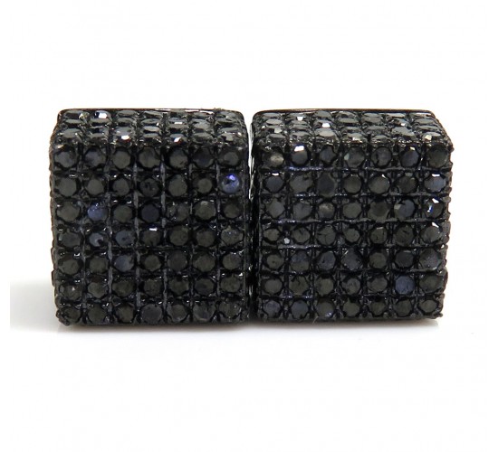 10k black gold black diamond pave earrings 1.78ct