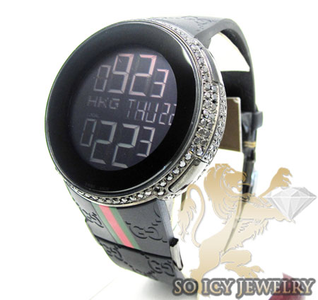 Mens black diamond full case igucci digital watch 5.00ct
