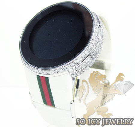 Mens diamond white igucci digital watch 6.50ct