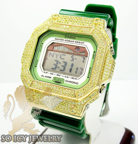 Mens cz g-lide green g-shock watch 4.00ct - Image 1