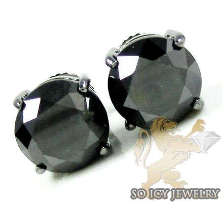 14k black gold black diamond studs 6.00ct - Image 1