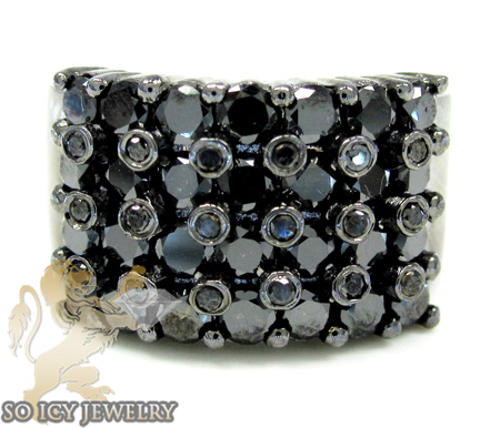 Mens 14k black gold black diamond cluster ring 4.00ct