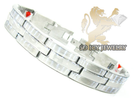 White stainless steel multi-link bracelet - Image 1