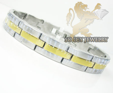 Two tone stainless steel multi-link design bracelet