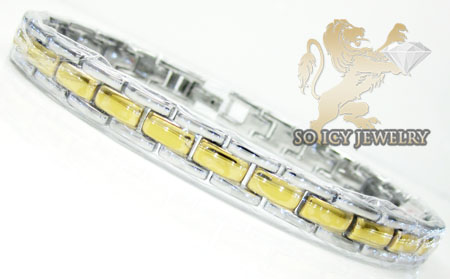 Two tone stainless steel multi-link design bracelet