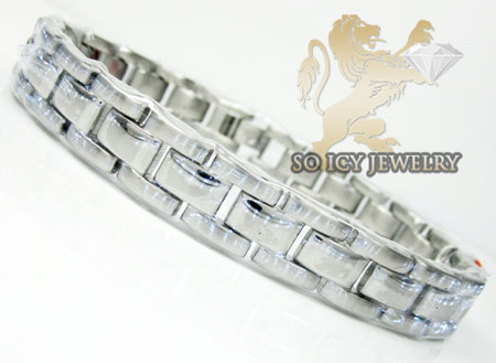 White stainless steel multi-link design bracelet