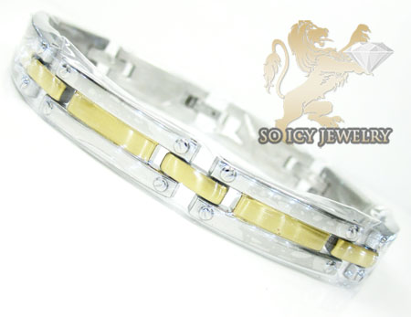 Two tone stainless steel screw link bracelet