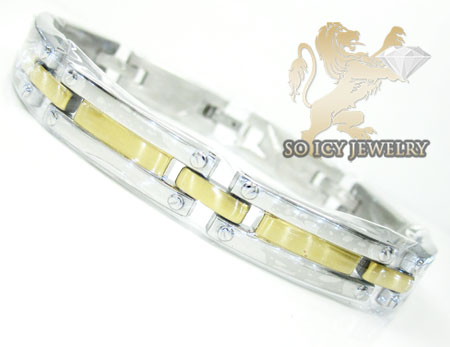 Two tone stainless steel screw link bracelet - Image 1