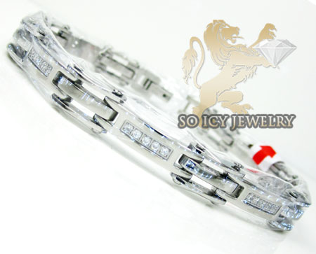 White stainless steel cz fashion bracelet