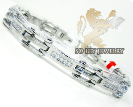 White stainless steel cz fashion bracelet
