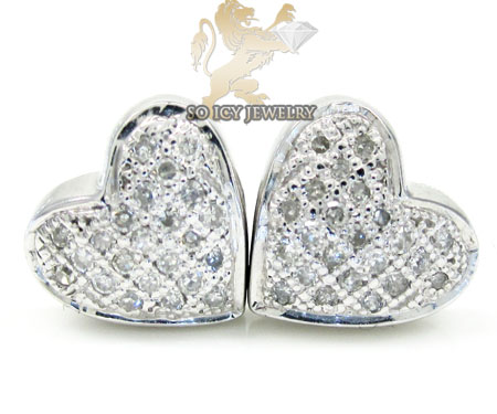 .925 silver round diamond heart earrings 0.35ct