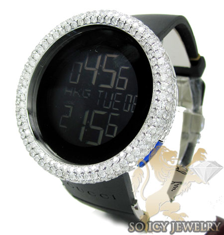 Mens diamond igucci digital full case big bezel watch 12.50ct