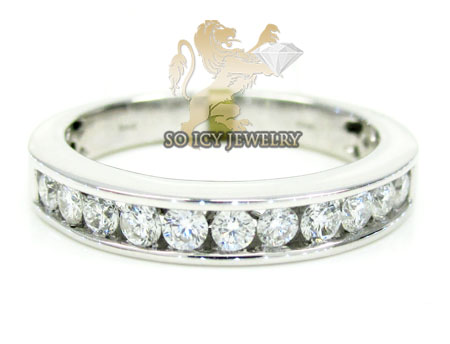 Unisex 14k white gold round diamond wedding band 0.50ct