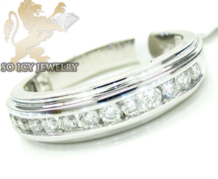 Mens 14k white gold round diamond wedding band 1.10ct - Image 1
