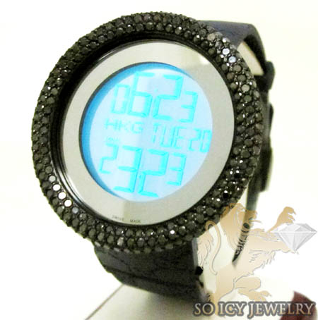 Mens black diamond igucci digital big bezel watch 11.00ct - Image 1