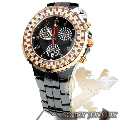 1.25ct ladies aqua master diamond watch rose & black ceramic - Image 1