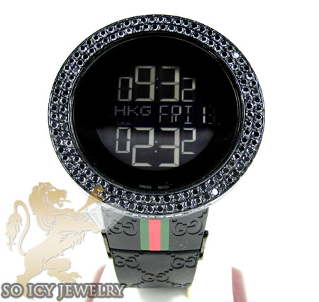 Mens black diamond igucci digital watch 6.00ct