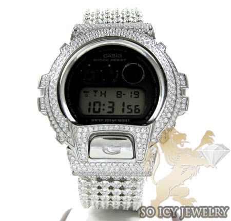 Mens white cz dw-6900 g-shock watch full ice 15.00ct - Image 1