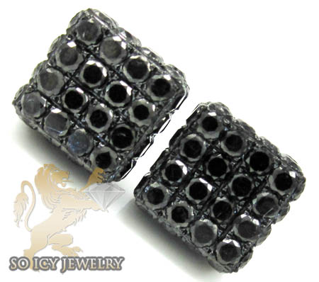 10k black gold round diamond 3d ice cube earrings 4.12ct - Image 1