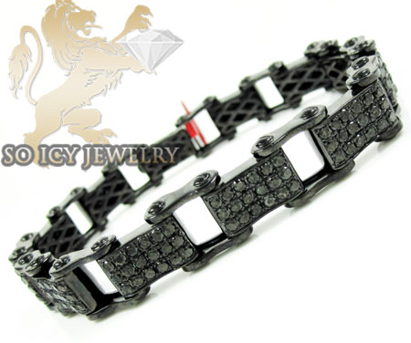 Black sterling silver black diamond bicycle chain bracelet 8.00ct