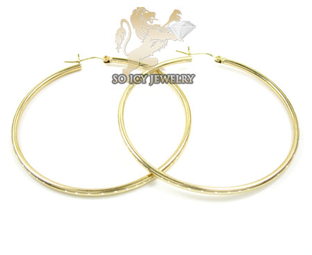14k yellow gold classy hoops - Image 1