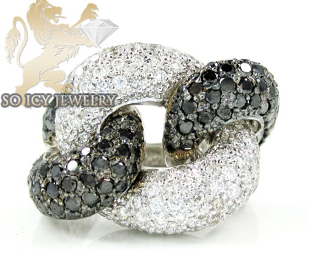Ladies 14k white gold black & white diamond swirl ring 4.60ct - Image 1