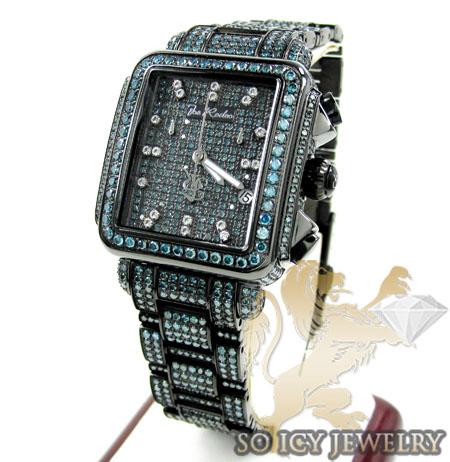 Ladies joe rodeo black stainless steel madison blue diamond watch 13.50ct jrmd35