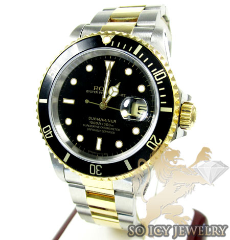 Mens rolex two tone steel & 18k yellow gold submariner watch  - Image 1