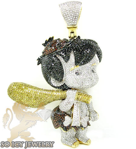 Flintstone bam bam 10k yellow gold diamond pendant 10.00ct