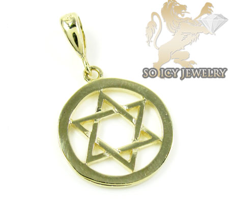 14k yellow gold jewish star of david pendant - Image 1