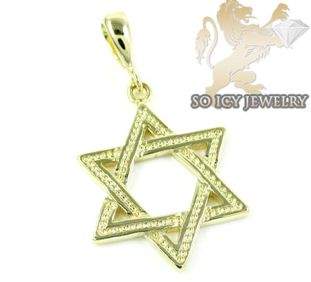 14k yellow gold jewish star of david pendant - Image 1